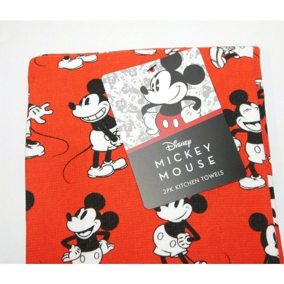 Set 2 Disney Mickey Mouse Tea Towels & Silicon Hand Oven Mitt NEW - Picture 2 of 5
